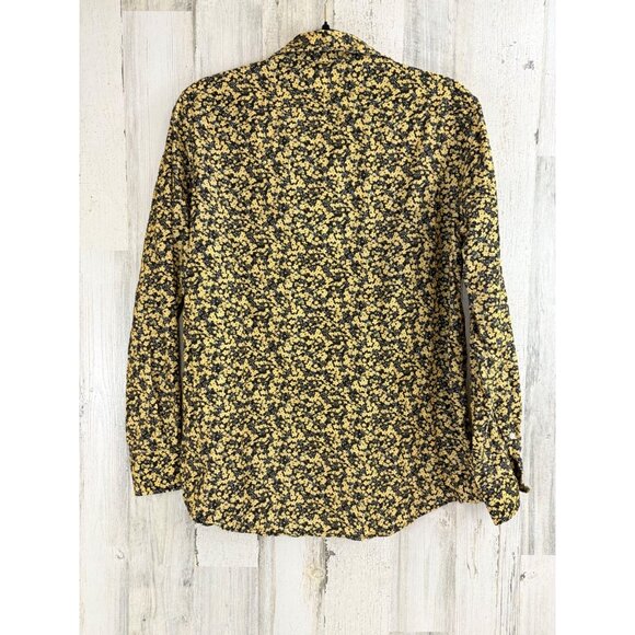 Ann Mashburn Shirt L Corduroy Liberty London Yellow Floral Button Down Popover - Picture 9 of 13